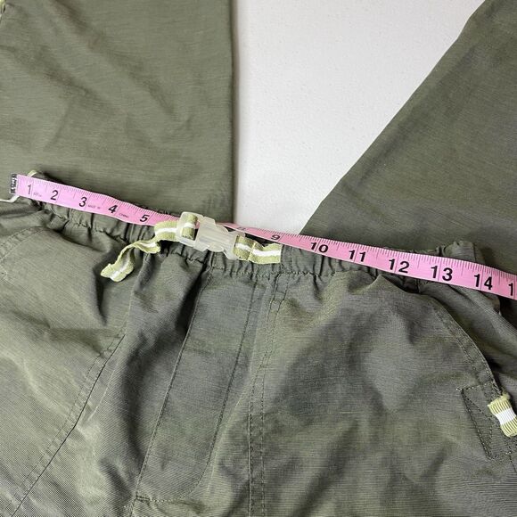 Vintage Catalina Track Pants Womens Medium Green Nylon Belted Side Stripe Y2K - Picture 4 of 11